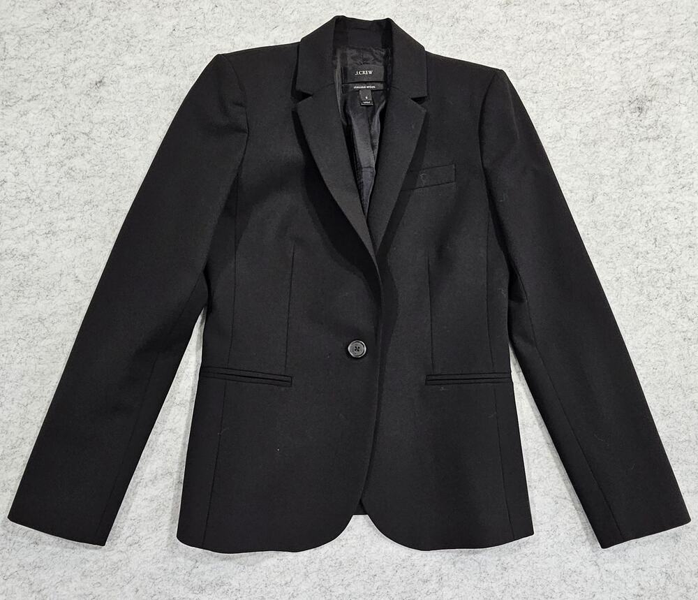 J.Crew Campbell Wool Blazer Italian Stretch Single Button Tailored Black Size 2